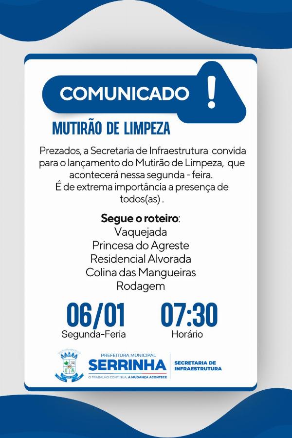 Prefeitura de Serrinha inicia Operação Cidade Limpa nesta segunda-feira; confira os bairros