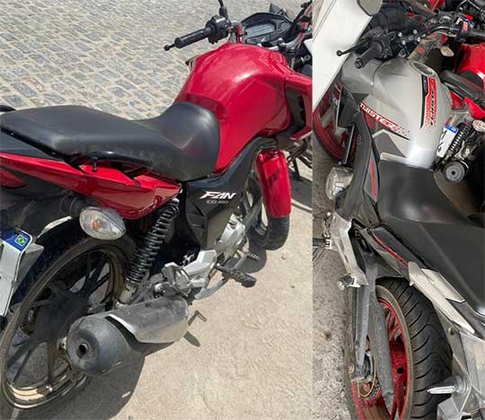 PM apreende duas motos com indícios de sinais adulterados em Santaluz; dono paga fiança e é liberado