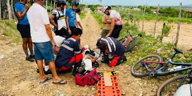 Ciclista sofre acidente na região da Serra do Mucambo em Conceição do Coité