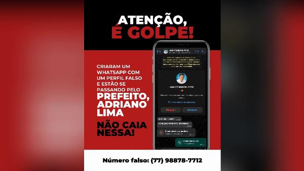 Pelo WhatsApp, perfil falso se passa por prefeito de Serrinha